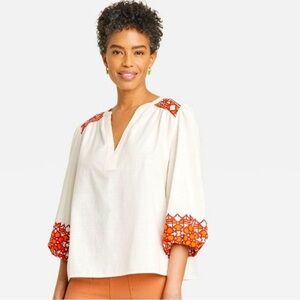 Knox Rose Cream Aztec Boho Peasant Top XXXL Women’s Fall Autumn Festival Hippie